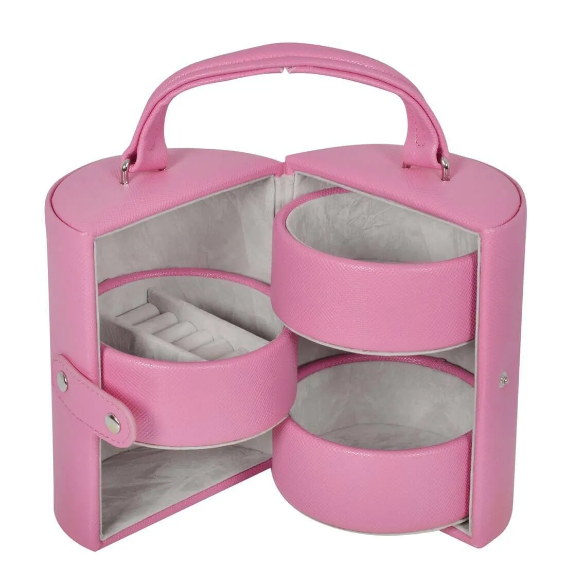 Cylinder Barrel Shaped Jewellery Box With Three Tiers