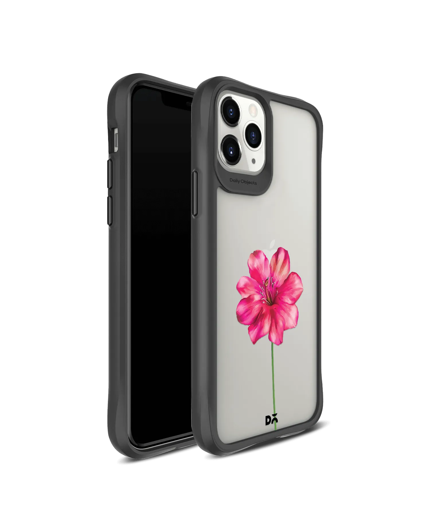 DailyObjects Clear Painted Hibiscus Black Hybrid Clear Case Cover For iPhone 11 Pro Max