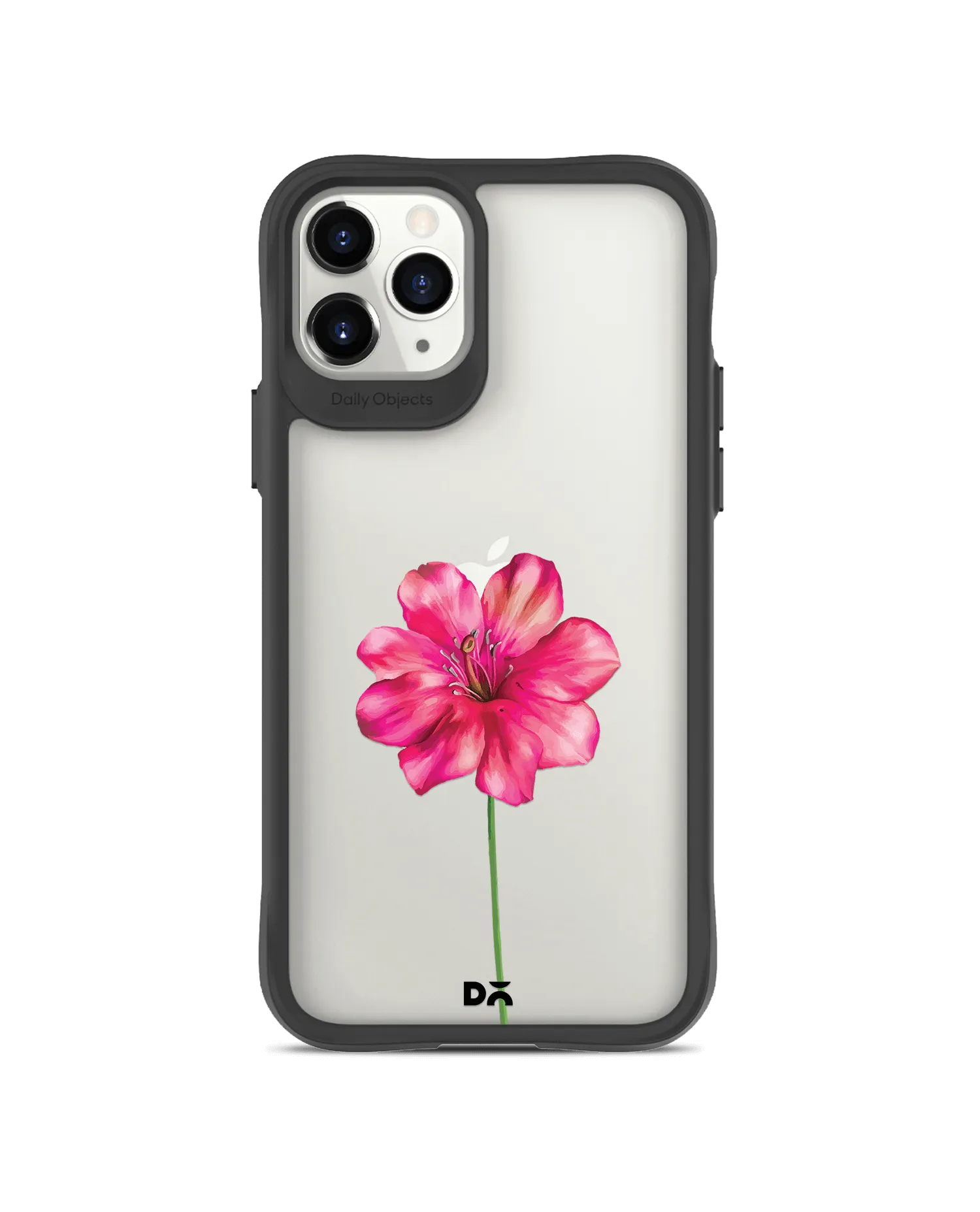 DailyObjects Clear Painted Hibiscus Black Hybrid Clear Case Cover For iPhone 11 Pro Max