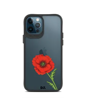 DailyObjects Clear Painted Red Flower Black Hybrid Clear Case Cover For iPhone 12 Pro Max