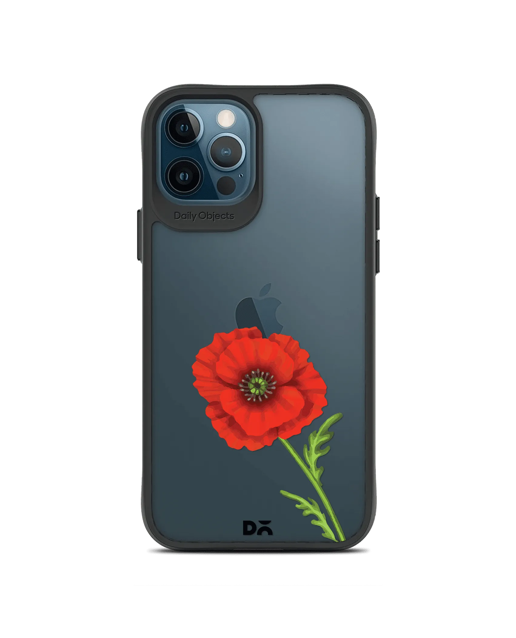 DailyObjects Clear Painted Red Flower Black Hybrid Clear Case Cover For iPhone 12 Pro Max