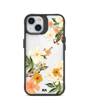 DailyObjects Yellow Hibiscus Black Hybrid Clear Case Cover For iPhone 13 Mini