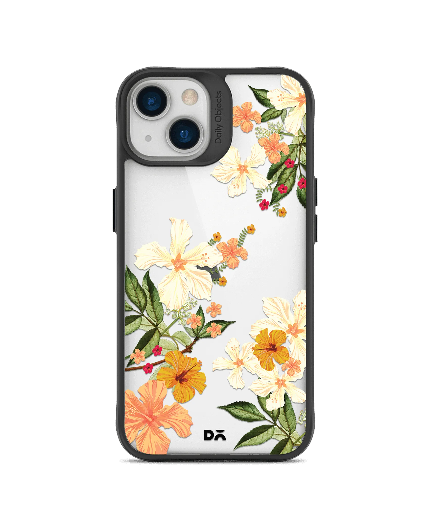 DailyObjects Yellow Hibiscus Black Hybrid Clear Case Cover For iPhone 13 Mini