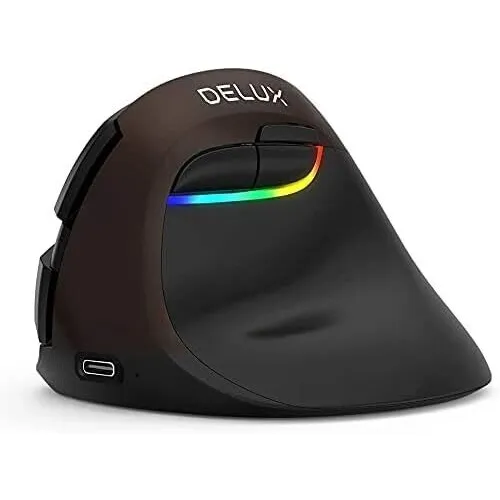 Delux M618Mini Wireless Vertical Ergonomic Mouse (Dark Gold/Black)