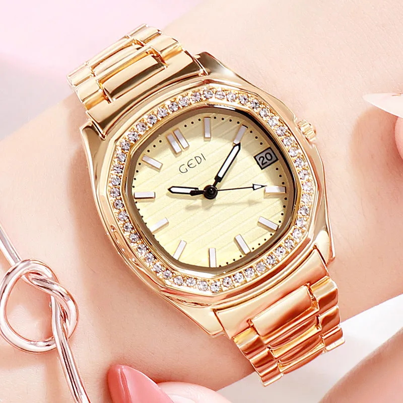 Diamond Dial With Calendar Women's Watch