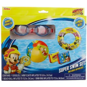 Disney Jr. Mickey Super 5-Piece Goggles and Inflatable Swim Set - Great Birthday Gift