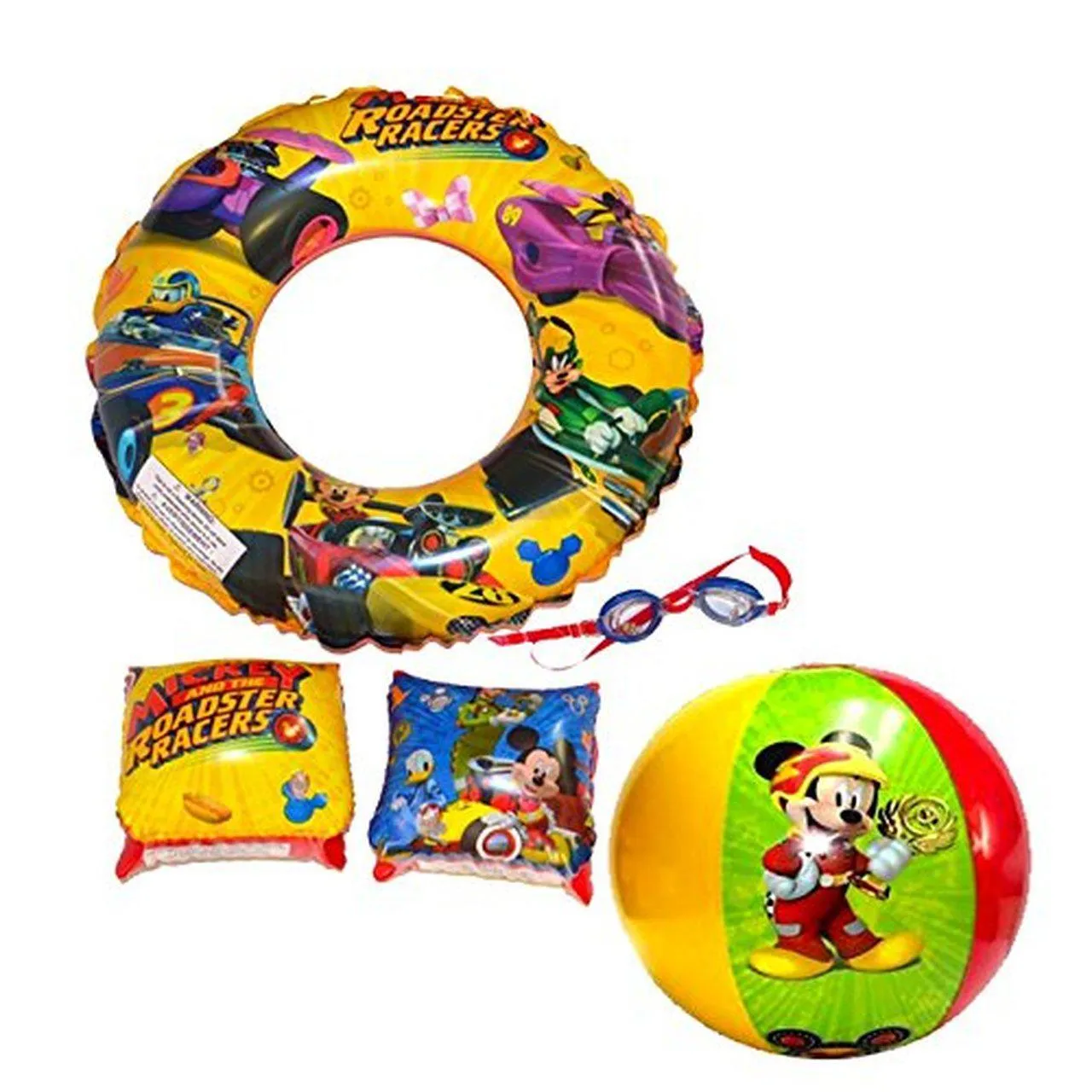 Disney Jr. Mickey Super 5-Piece Goggles and Inflatable Swim Set - Great Birthday Gift