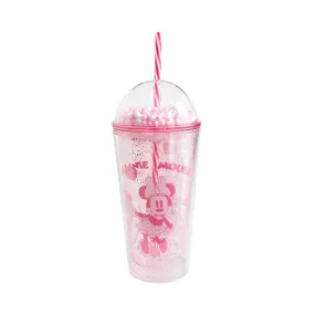 Disney Mickey Mouse Collection Double Wall Plastic Bottle with Straw (600mL)(Minnie)