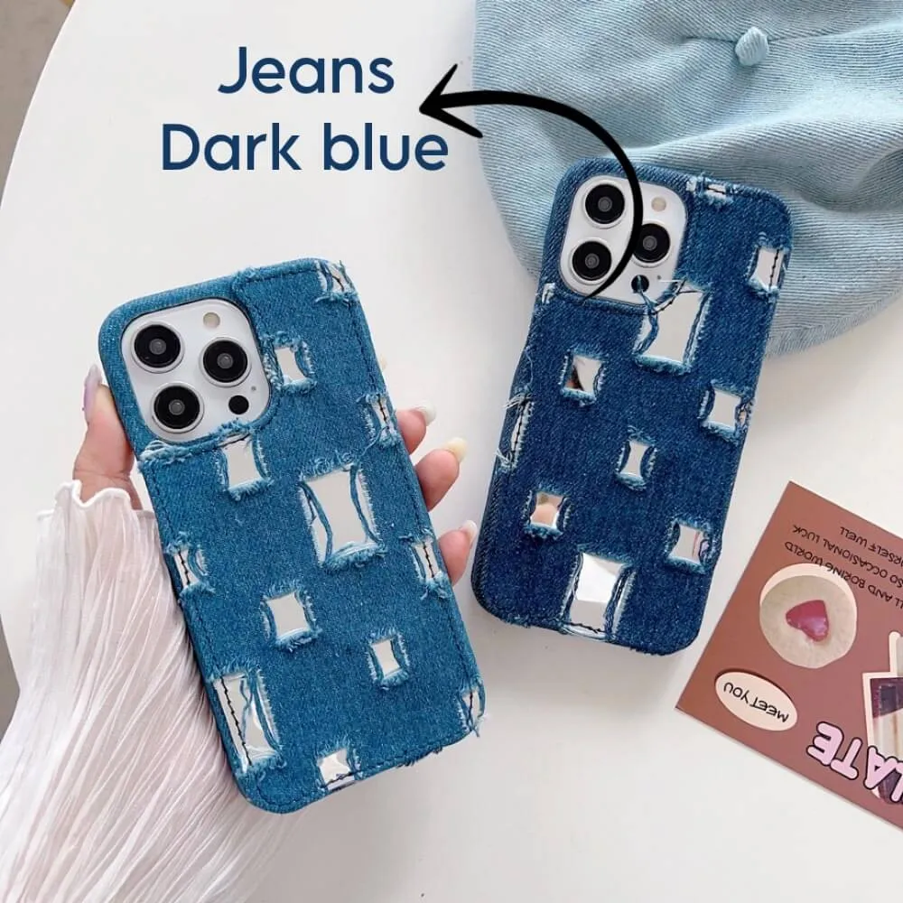 Distressed Denim Fashion Jeans Case - iPhone 12 Pro