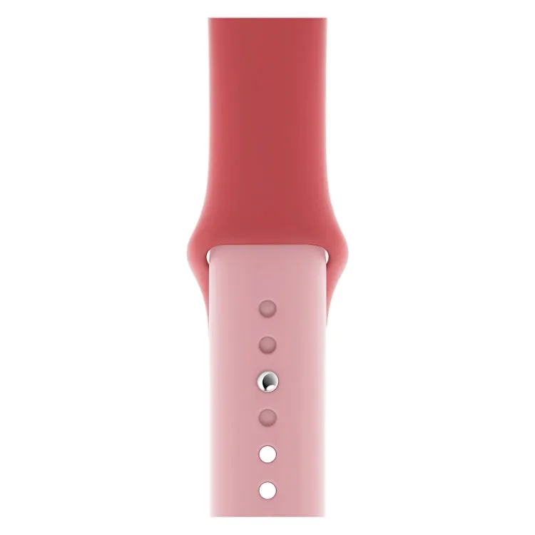 Double Colors Silicone Watch Band for Apple Watch Series 3 & 2 & 1 42mm (Rose Red Light Pink)