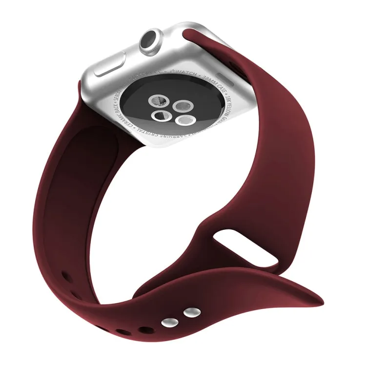 Double Rivets Silicone Watch Band for Apple Watch Series 3 & 2 & 1 42mm(Wine Red)