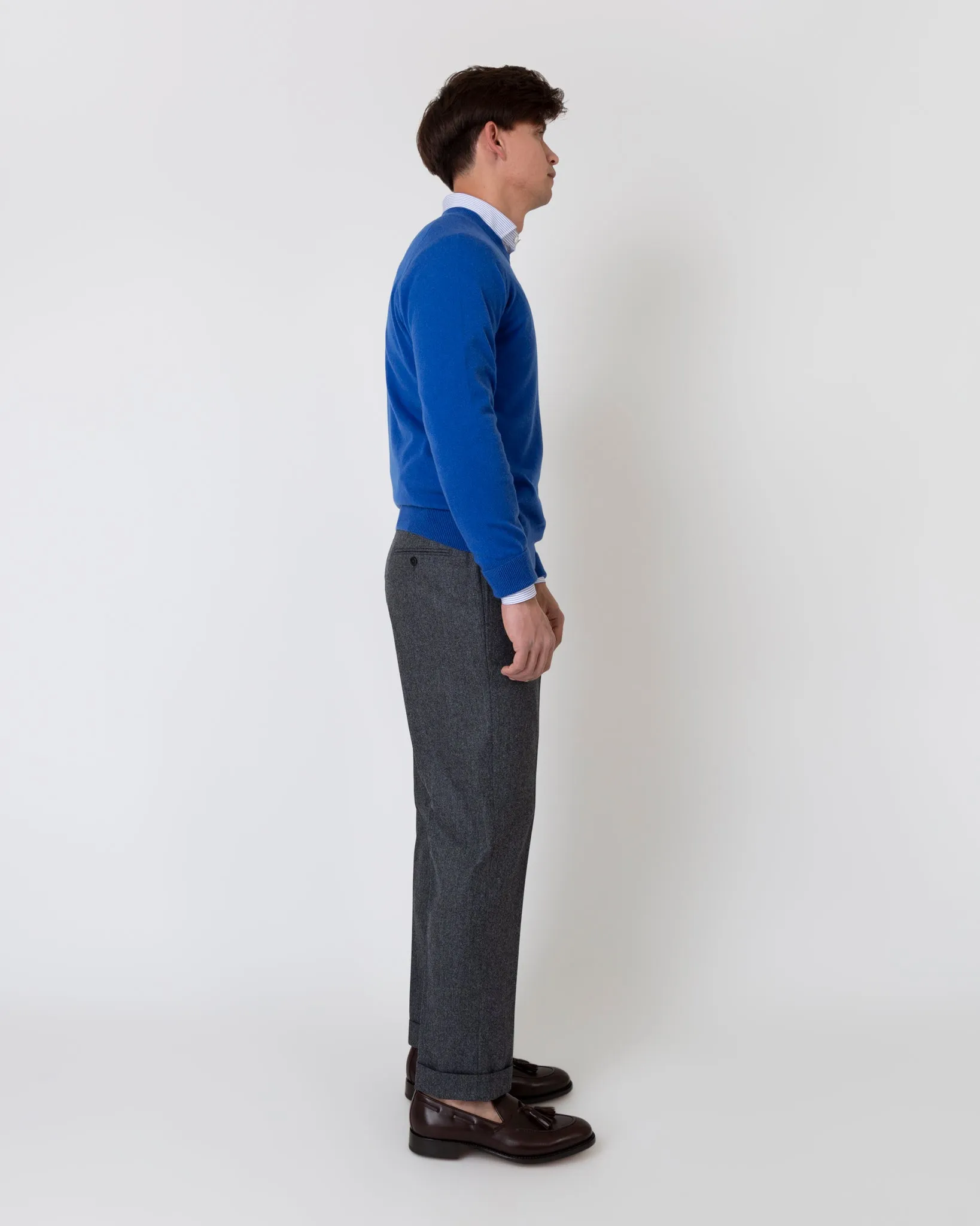 Dress Trouser in Mid-Grey Flannel