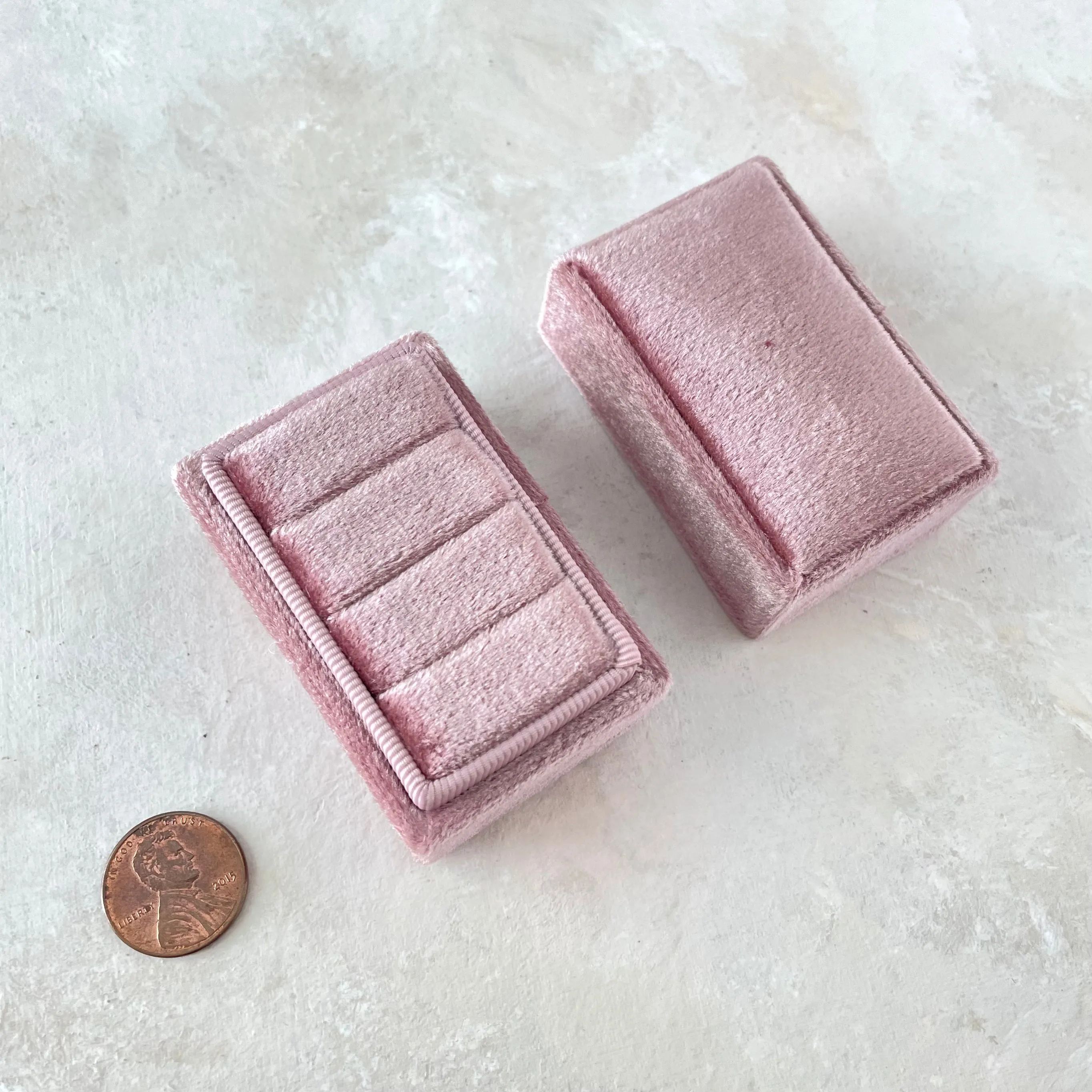 Dusty Mauve Triple Slot Ring Box