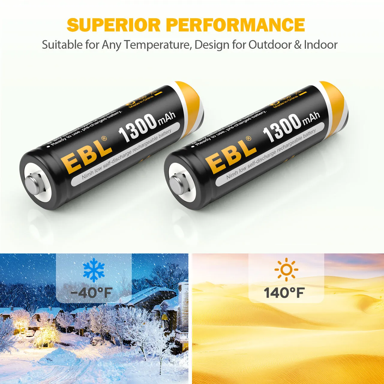 EBL AA Rechargeable Batteries for Solar Lights