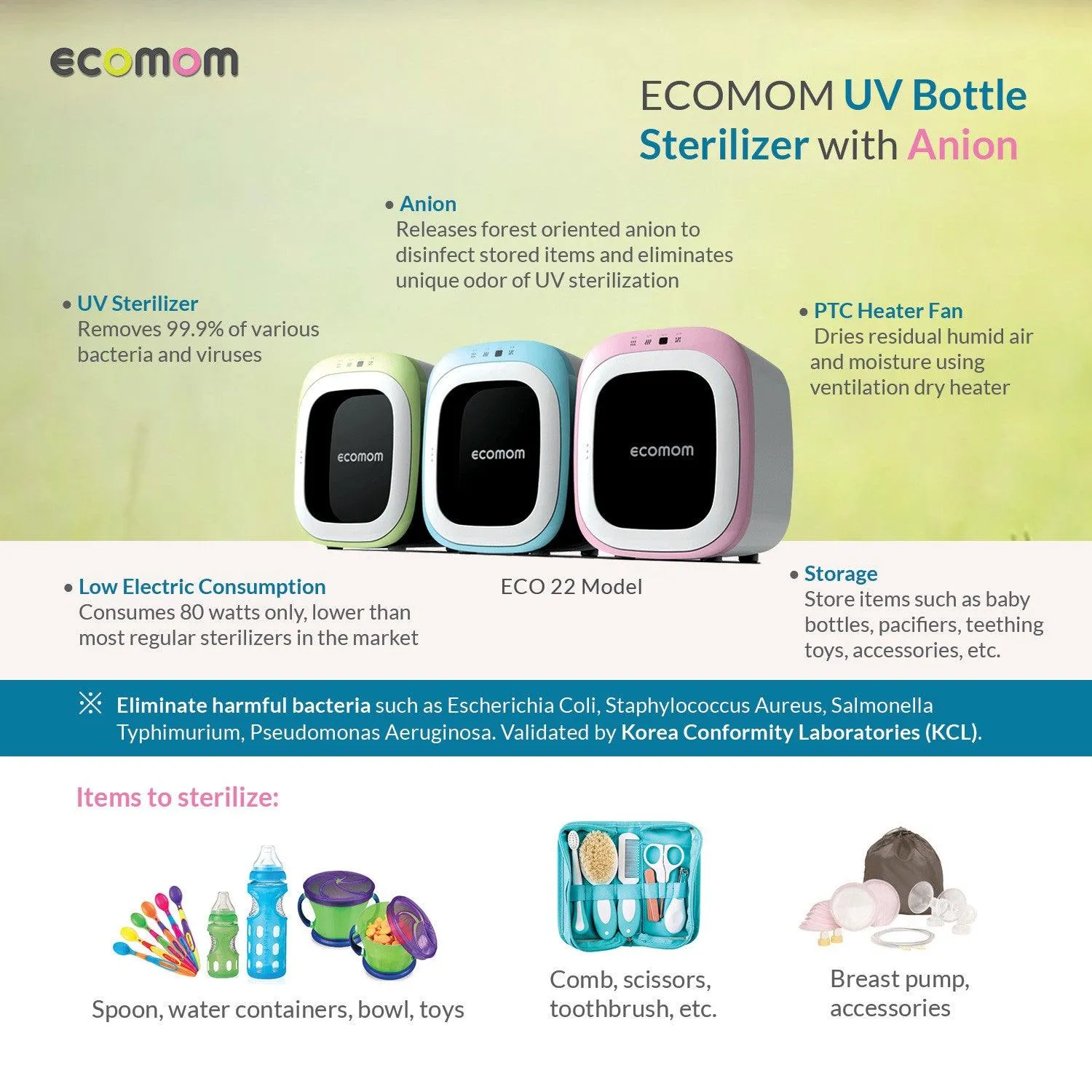 Ecomom ECO22 UV Sterilizer and Dryer with Anion