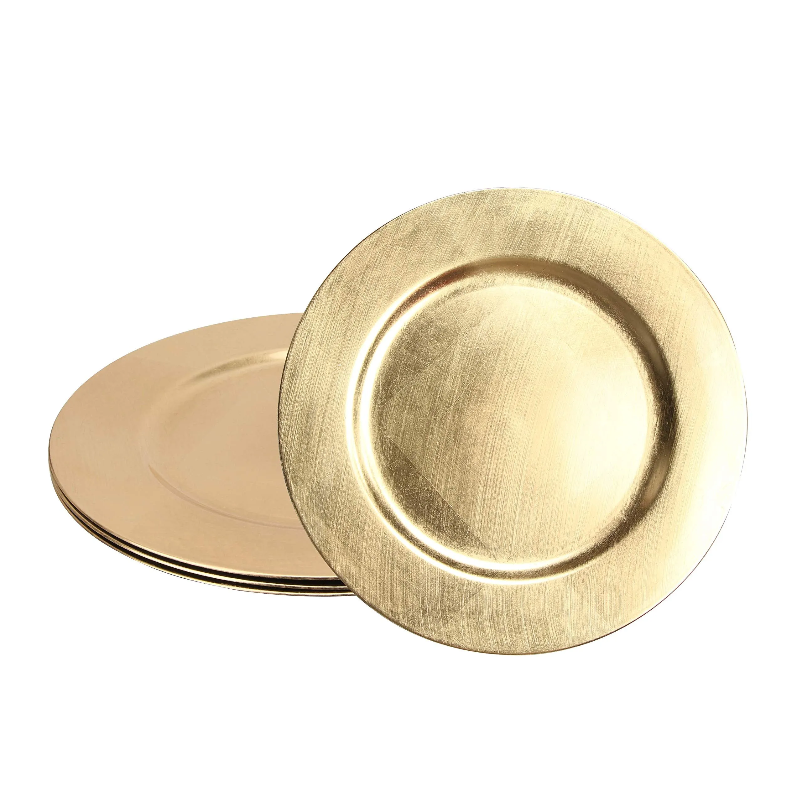 Elegant 13 Inch Gold Plastic Charger Plate Set Pack of 12