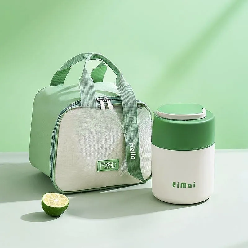 Elegant 2-Tier Vertical Lunch Box with Insulated Lunch Bag