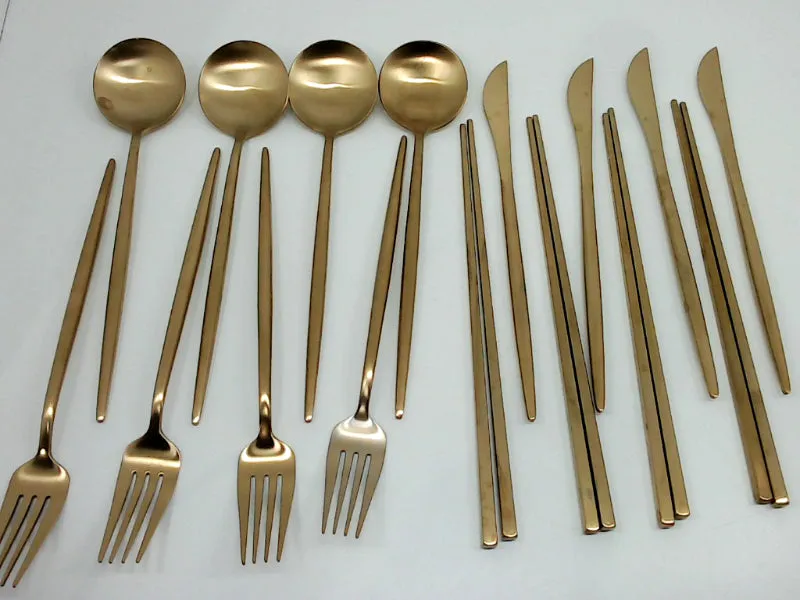 Elegant Matte Gold Flatware Set 9 Inch