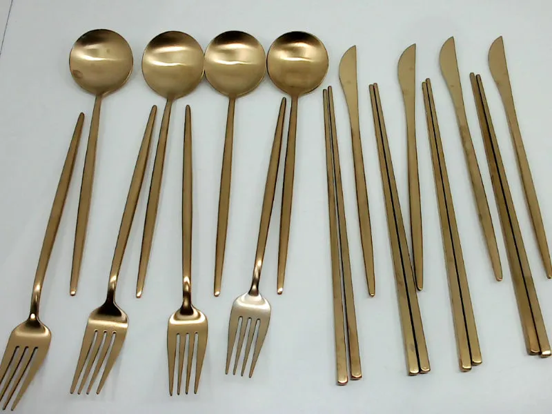 Elegant Matte Gold Flatware Set 9 Inch