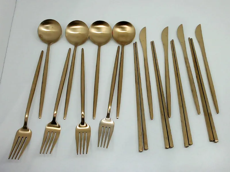 Elegant Matte Gold Flatware Set 9 Inch