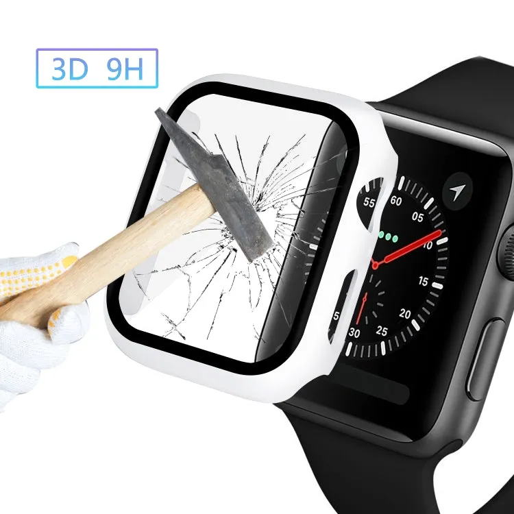 ENKAY Hat-prince Full Coverage PC Case   Tempered Glass Protector for Apple Watch Series 5 / 4 40mm(White)