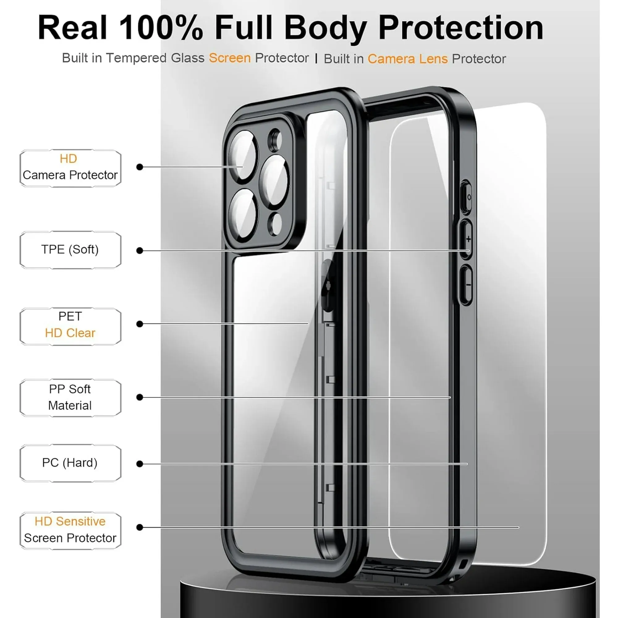 Entronix Waterproof Case for Apple iPhone 11 Pro Max Case, Full Body Shockproof with Built In Screen Protector, Heavy Duty Cover