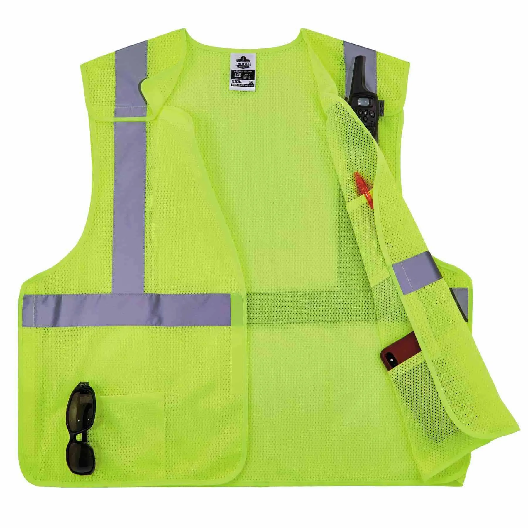 Ergodyne 21523 8217BA S/M Lime Class 2 Breakaway Mesh Vest