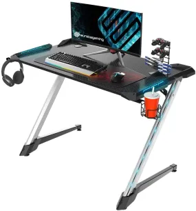 Eureka ERK-Z1S-PRO-43S V1 43"W Home Office Gaming Desk With RGB Lights, Controller Stand, Cup Holder, Headphone Hook & Mouse Pad, Gift for Men Boys Gamers