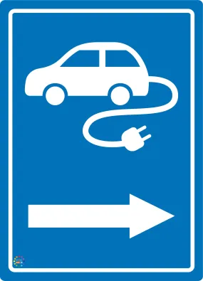 EV Electric Vehicle Charging Station (Right Arrow) Sign