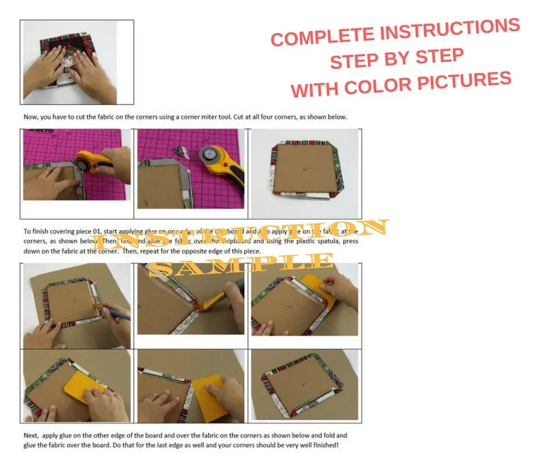 Fabric covered box tray DIY kit, fabric box kit, cartonnage kit 140, online instructions included