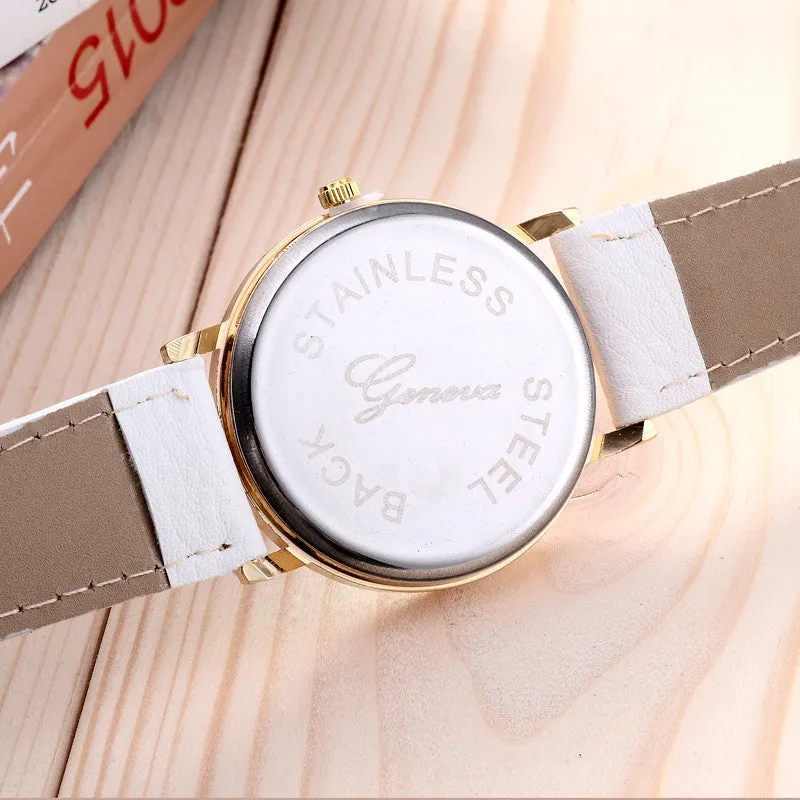 Fashion Clock Geneva Dress Watch Women Sunflower Style Leather Strap Relogio Feminino Fantastic Gift Reloj Graffiti Watch