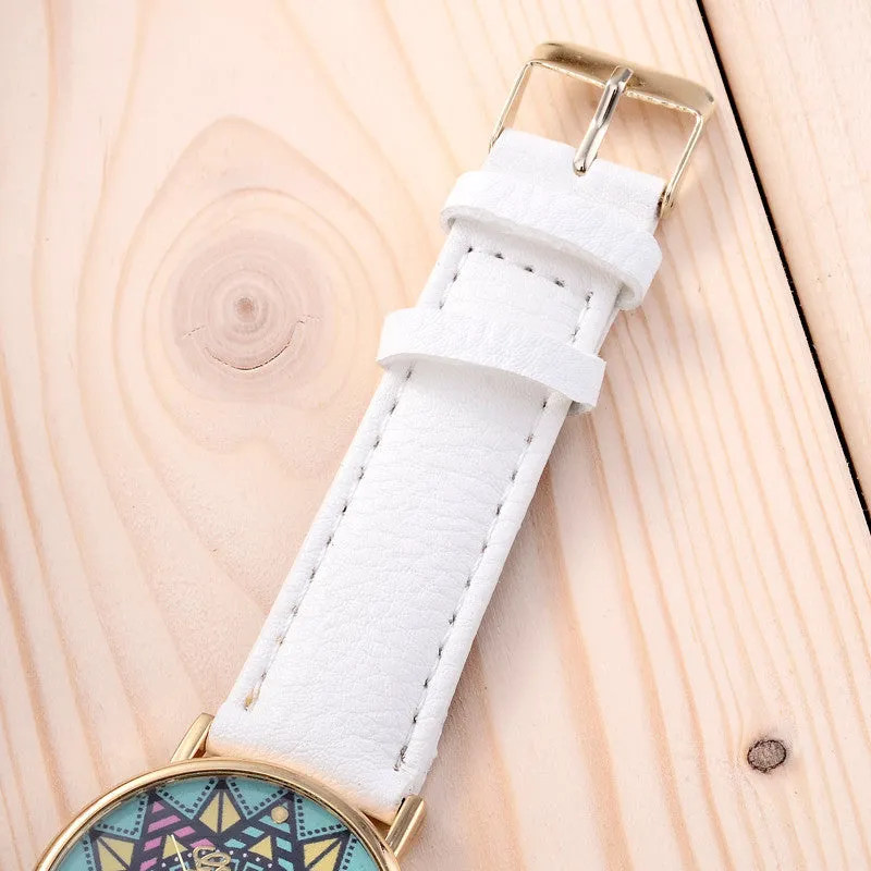 Fashion Clock Geneva Dress Watch Women Sunflower Style Leather Strap Relogio Feminino Fantastic Gift Reloj Graffiti Watch