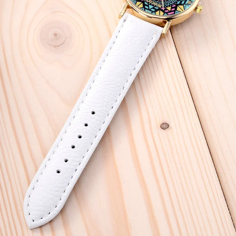 Fashion Clock Geneva Dress Watch Women Sunflower Style Leather Strap Relogio Feminino Fantastic Gift Reloj Graffiti Watch