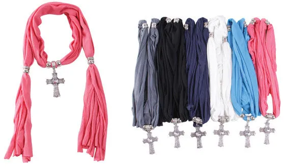 fashion jewelry scarves w/ cross pendants Case of 144