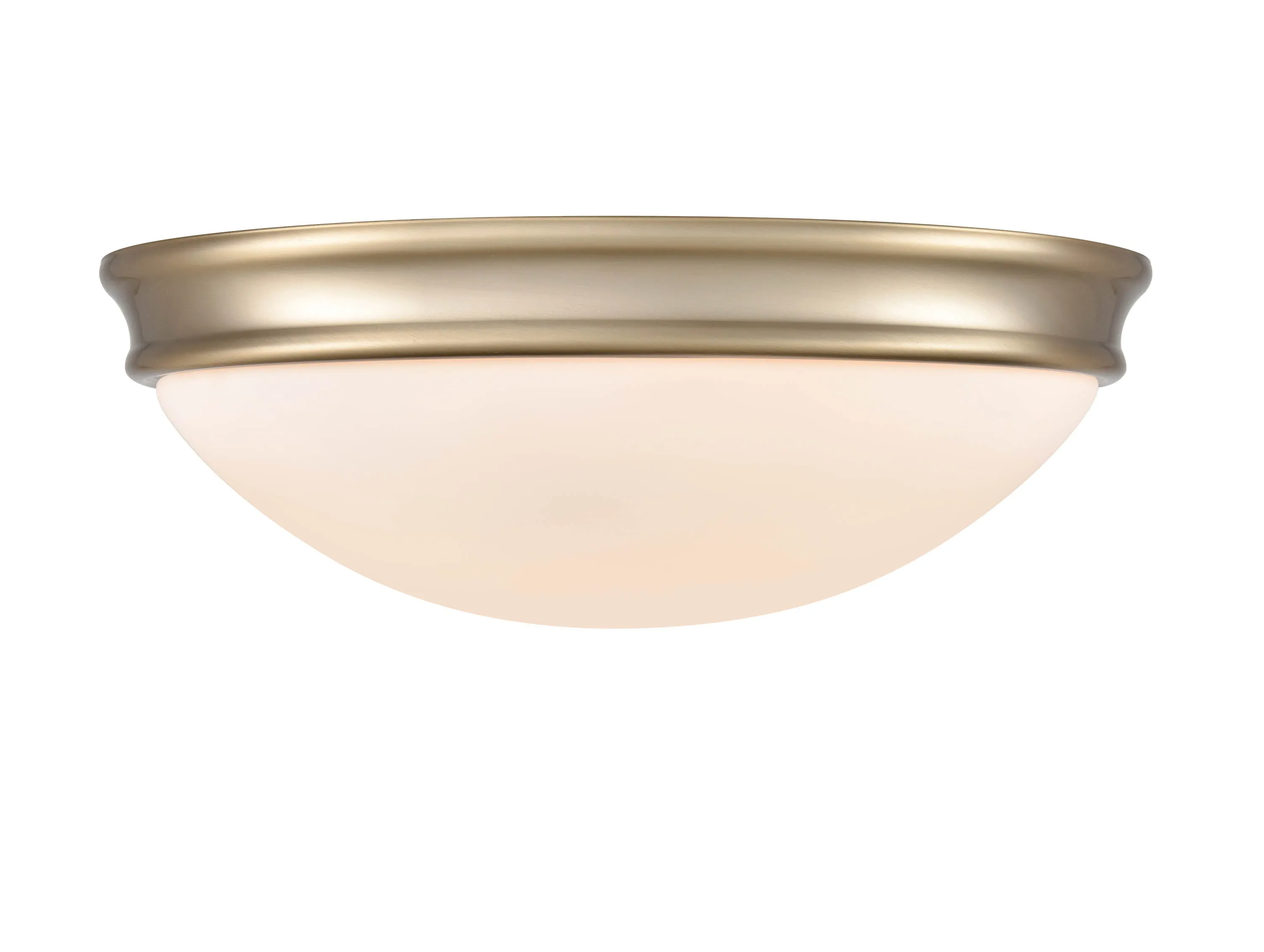 Flush Mount Fixture - Modern Gold - Etched White Glass - 14in. Diameter - E26 Medium Base