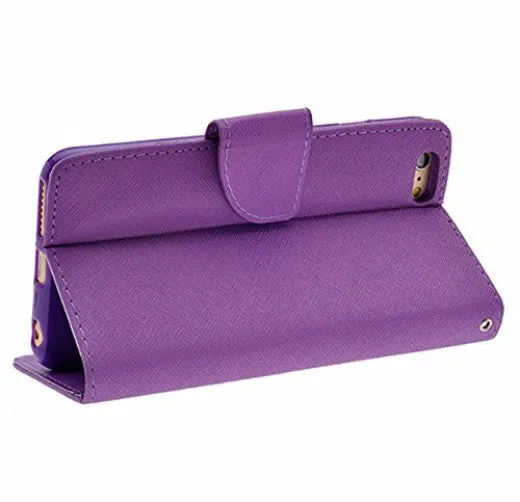 For Apple iPhone 6s Plus Case / 6 Plus Case, Wrist Strap Pu Leather Magnetic Fold[Kickstand] Wallet Case with ID & Card Slots for Iphone 6S Plus/6 Plus - Purple