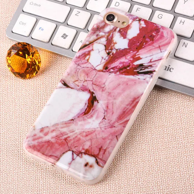 For Apple iPhone 7 6 6s Plus 5 5S SE Luxury Marble Stone Case Soft TPU Back Cover Capa Coque Fundas Phone Cases For iPhone7 Plus