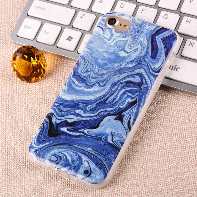 For Apple iPhone 7 6 6s Plus 5 5S SE Luxury Marble Stone Case Soft TPU Back Cover Capa Coque Fundas Phone Cases For iPhone7 Plus