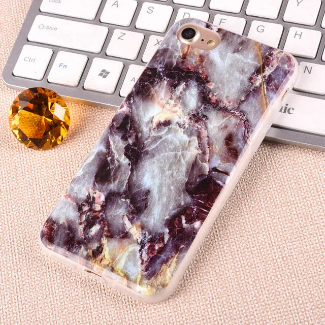 For Apple iPhone 7 6 6s Plus 5 5S SE Luxury Marble Stone Case Soft TPU Back Cover Capa Coque Fundas Phone Cases For iPhone7 Plus