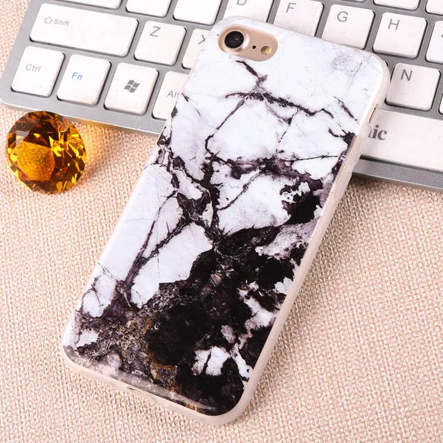 For Apple iPhone 7 6 6s Plus 5 5S SE Luxury Marble Stone Case Soft TPU Back Cover Capa Coque Fundas Phone Cases For iPhone7 Plus