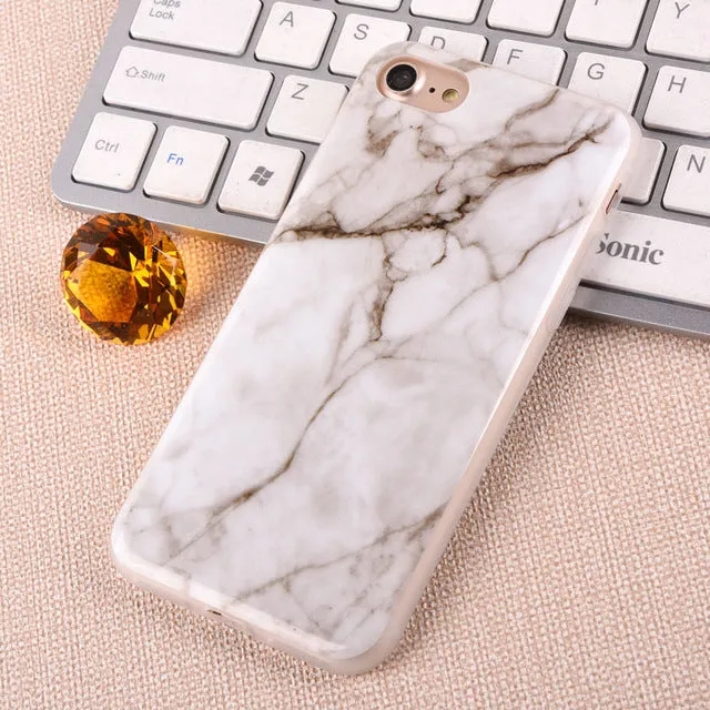 For Apple iPhone 7 6 6s Plus 5 5S SE Luxury Marble Stone Case Soft TPU Back Cover Capa Coque Fundas Phone Cases For iPhone7 Plus