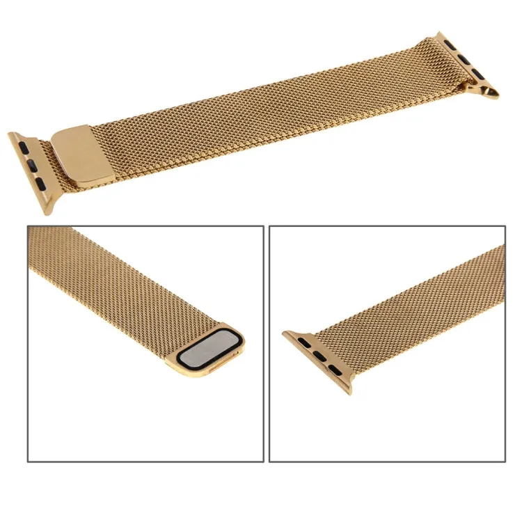 For Apple Watch 42mm Milanese Loop Magnetic Stainless Steel Watch Band(Gold)