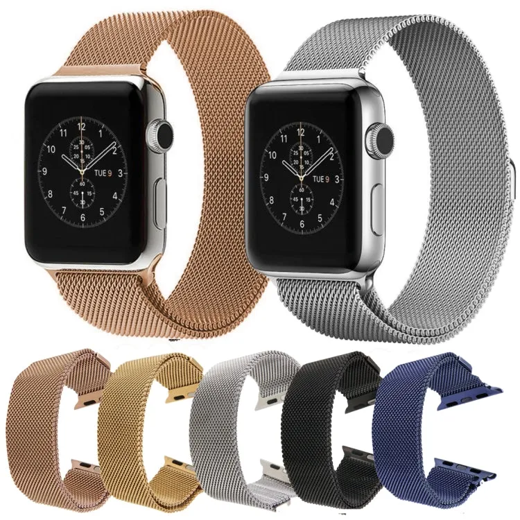 For Apple Watch 42mm Milanese Loop Magnetic Stainless Steel Watch Band(Gold)