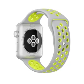 For Apple Watch Series 7 41mm / 6 & SE & 5 & 4 40mm / 3 & 2 & 1 38mm Fashionable Classical Silicone Sport Watch Band(Grey Yellow)