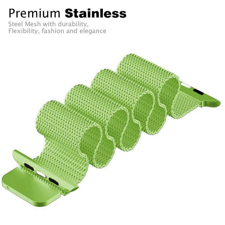 For Apple Watch Series 9&8&7 41mm / SE 3&SE 2&6&SE&5&4 40mm / 3&2&1 38mm Milanese Loop Magnetic Stainless Steel Watch Band(Mint Green)