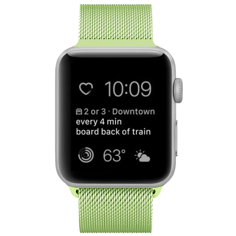 For Apple Watch Series 9&8&7 41mm / SE 3&SE 2&6&SE&5&4 40mm / 3&2&1 38mm Milanese Loop Magnetic Stainless Steel Watch Band(Mint Green)