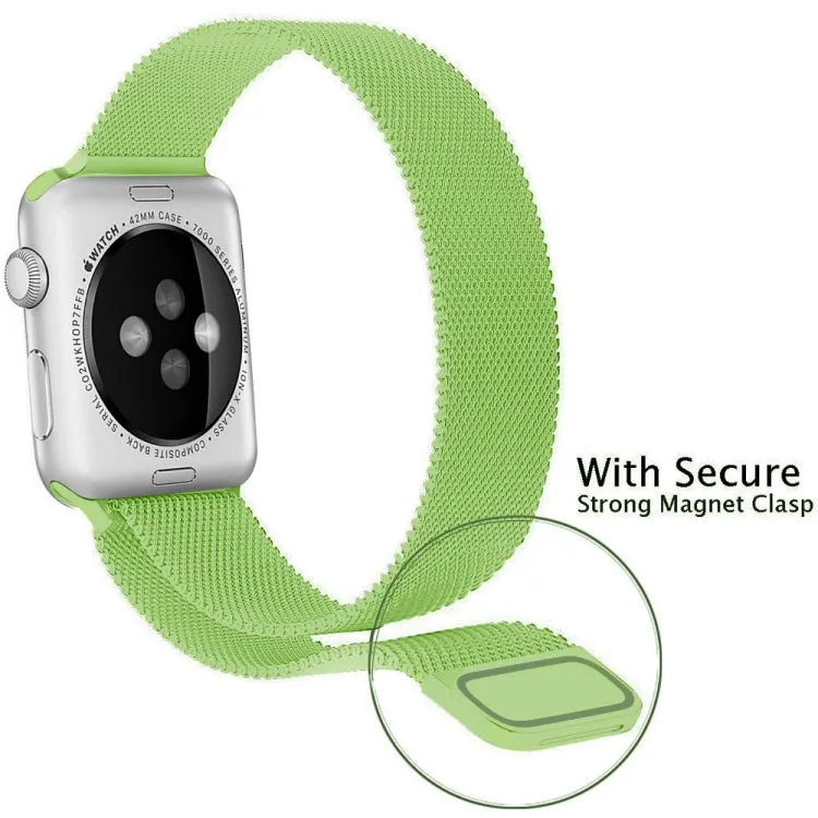 For Apple Watch Series 9&8&7 41mm / SE 3&SE 2&6&SE&5&4 40mm / 3&2&1 38mm Milanese Loop Magnetic Stainless Steel Watch Band(Mint Green)