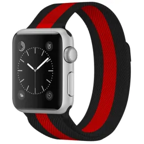 For Apple Watch Ultra 49mm&Watch Ultra 2 49mm / Series 9&8&7 45mm / 6 & SE & 5 & 4 44mm / 3 & 2 & 1 42mm Milanese Loop Magnetic Stainless Steel Watch Band(Black Red)