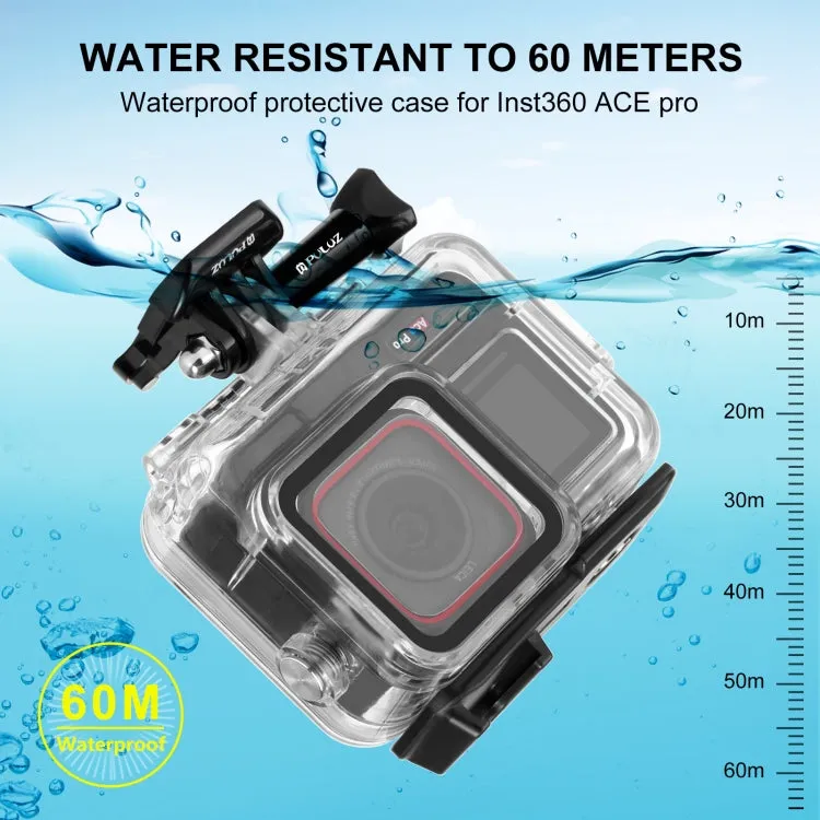 For Insta360 Ace Pro PULUZ 60m Underwater Waterproof Housing Case with Base Adapter & Screw (Transparent)