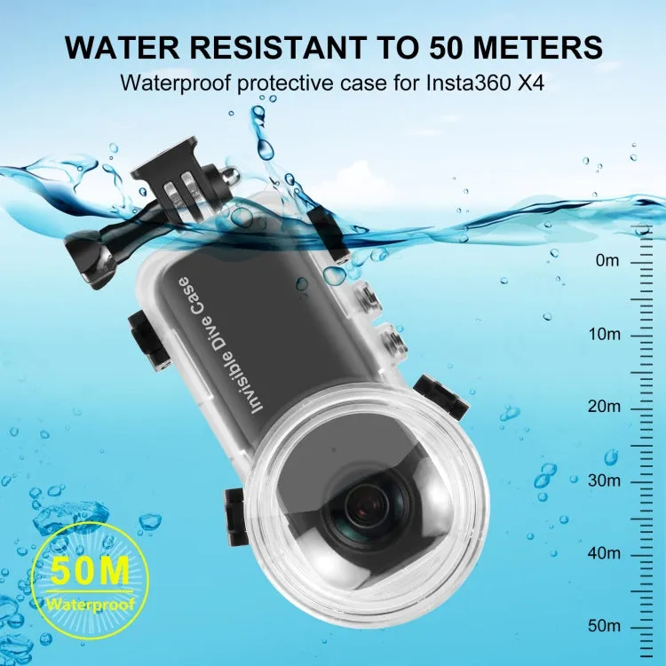 For Insta360 X4 PULUZ 50m Waterproof Sealed Diving Case (Transparent)